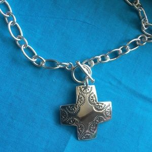 SILPADA STERLING SILVER TOGGLE CROSS NECKLACE